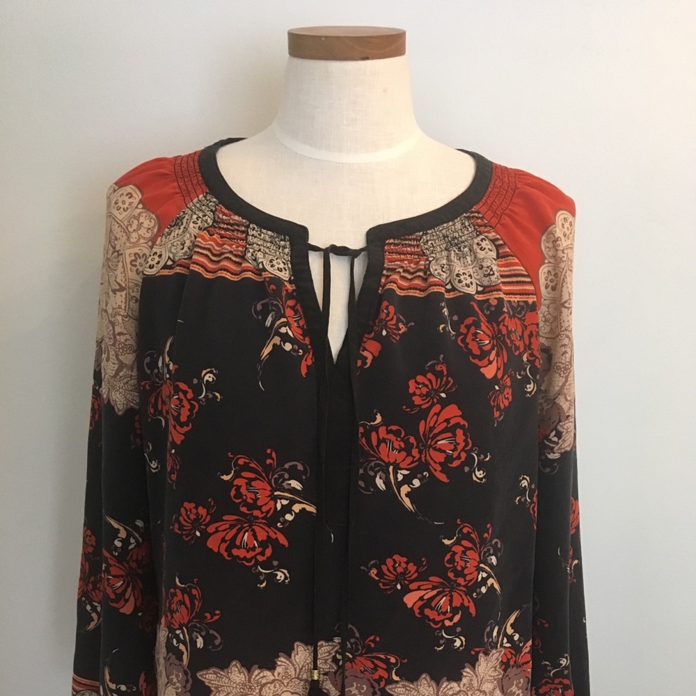 Anthropologie Meadow Rue Silk Peasant Blouse M